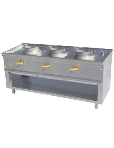 Fourneau wok 3 brûleurs