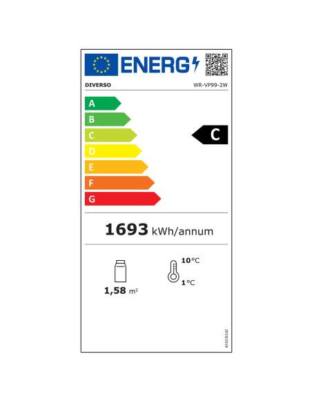 Vitrine Frigo verticale, 2 portes, 1085 litres  - BLANCHE