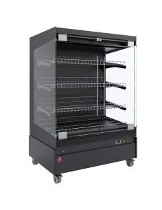 Vitrine chauffante,  libre-service, avec porte vitrée, sur roues - FULL BLACK