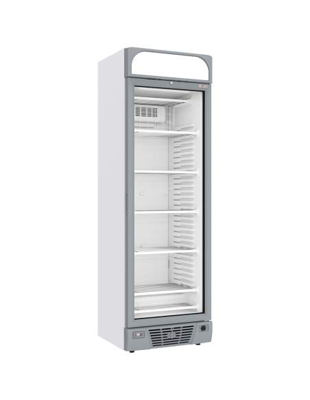 Vitrine ventilée négative vitrée 374  litres - 5 niveaux fixes avec caisson lumineux - BLANCHE