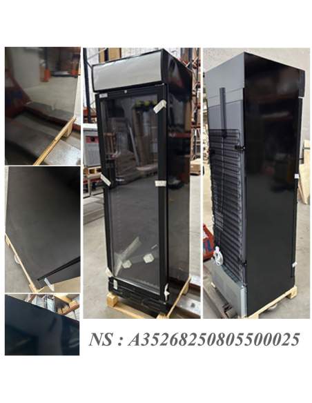 Vitrine ventilée positive 382 litres NOIRE avec caisson lumineux