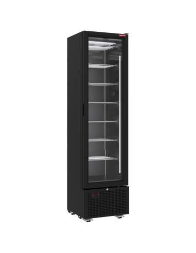 Vitrine ventilée négative vitrée 221 litres - 7 niveaux fixes - NOIRE