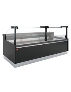 Comptoir ventilé, avec réserve, vitre verticale 90° avec relevage à piston - FULL BLACK