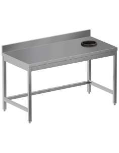 Table de débarrassage avec trou vide ordures + dosseret arrière 