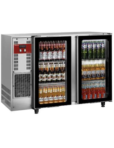Refroidisseur de bouteilles, acier inox, 2 portes vitrées, 375 Lt.