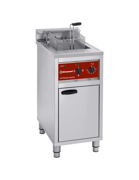 Friteuse électrique avec système de filtration, 1 cuve 16 lit., sur meuble