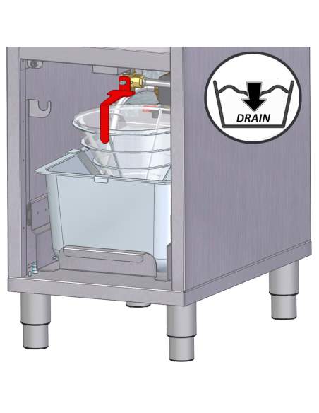 Friteuse électrique avec système de filtration, 1 cuve 16 lit., sur meuble