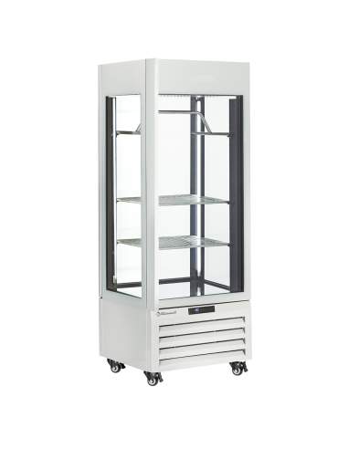 Vitrine "FULL vitrée" 440 Lt., 2 étagères & barre à viande, ventilée - MEAT - BLANC