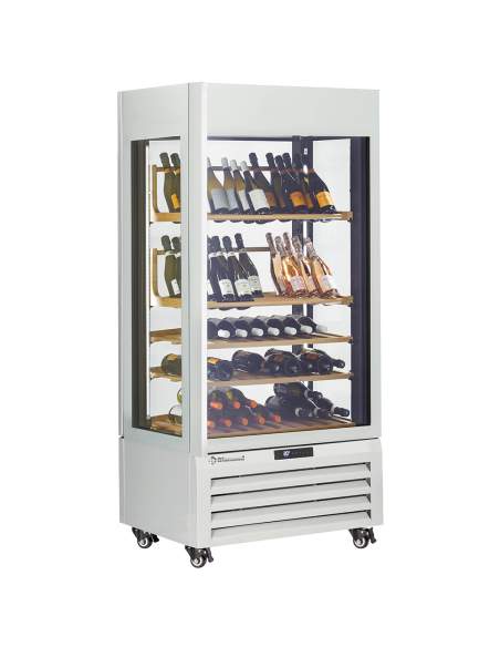 Vitrine "FULL vitrée" 600 Lt., 1 niveau + 4 étagères, ventilée - WINE - BLANC