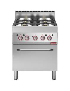 Fourneau gaz 4 feux vifs, avec four électrique à convection GN 1/1
