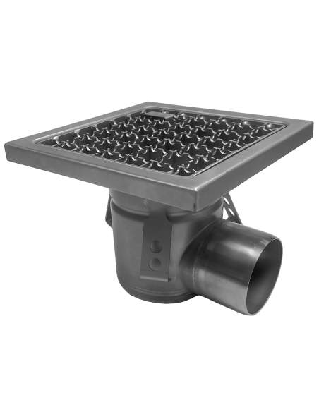 Caniveau de sol inox 300x300, sortie horizontale