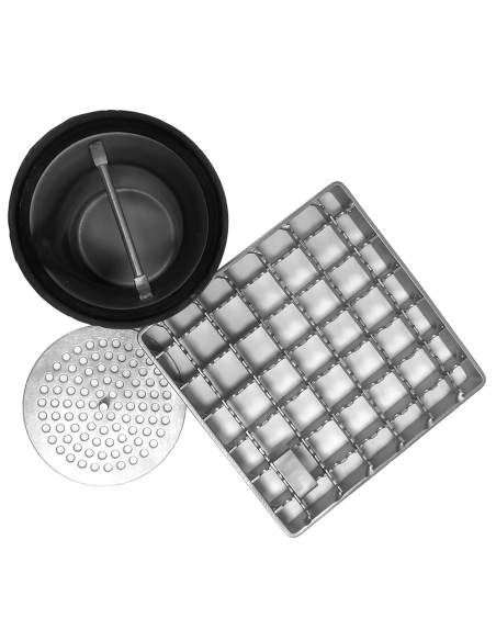Caniveau de sol inox 300x300, sortie horizontale
