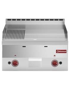 Plaque de cuisson gaz, surface 2/3 lisse et 1/3 nervurée -Top-