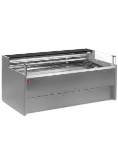 Comptoir vitrine réfrigéré à vitre Self-service, ventilé, avec réserve - GRIS