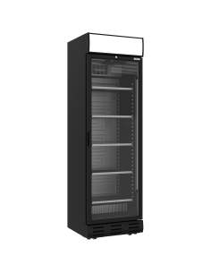 Vitrine ventilée positive 382 litres NOIRE avec caisson lumineux