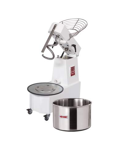 Pétrin à spirale 33 Lt  2 vit. - Tête relevable, cuve amovible - Automatique, digital, sur roues