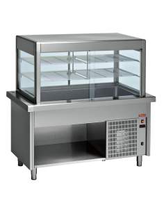 Élément top et vitrine réfrigerée sur meuble ouvert 6x GN 1/1