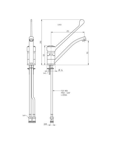 Robinet mitigeur, commande à coude (Sortie MONO)