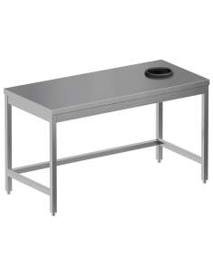 Table de débarrassage avec trou vide ordures + dosseret arrière 