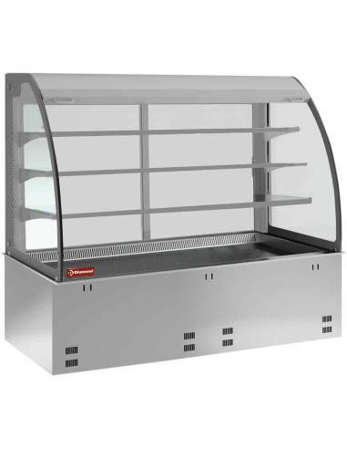 Elément cuve et vitrine sur 3 niveaux ouverte (avec rideau), réfrigérées, ventilées, 3x GN 1/1 (sans unité hermétique)