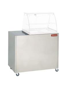 Meuble inox support vitrine VBE-211, sur roulettes