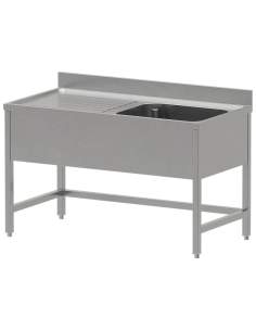 Plonge inox ECO 1 cuve égouttoir gauche, sans sous-tablette inférieure