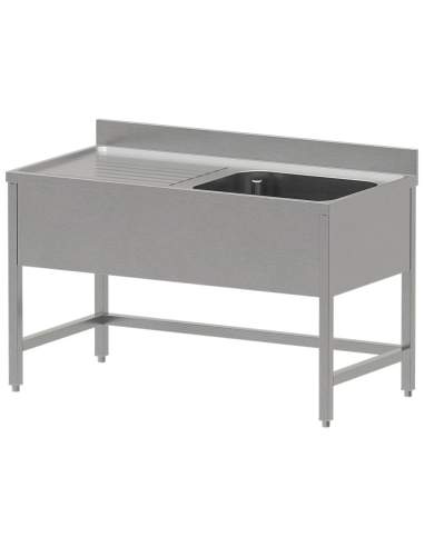 Plonge inox ECO 1 cuve égouttoir gauche, sans sous-tablette inférieure