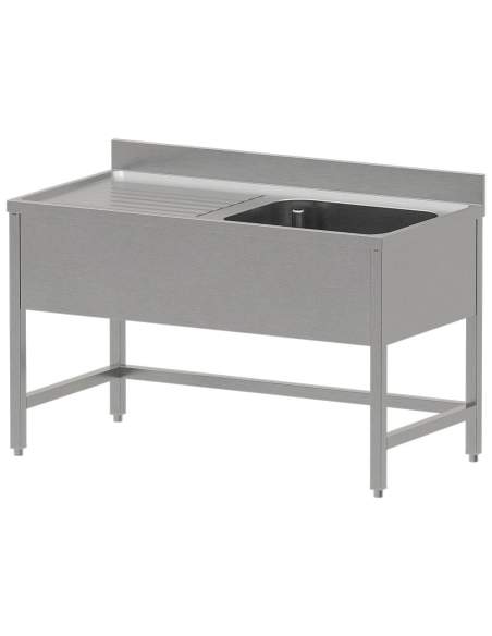 Plonge inox ECO 1 cuve égouttoir gauche, sans sous-tablette inférieure