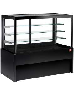 Comptoir vitrine panoramique, chauffante, 4 niveaux, sans réserve - NOIR