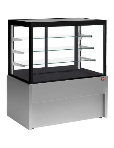 Comptoir vitrine panoramique, ventilé, 4 niveaux, sans réserve - GRIS