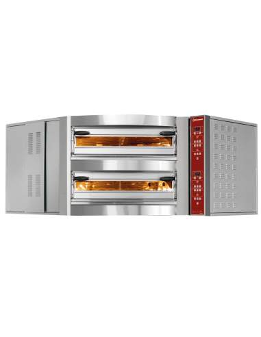 Four électrique d'angle, 2 chambres, 2 x 8 pizzas Ø 350 mm