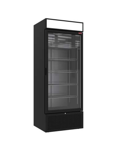 Vitrine ventilée positive 715 litres NOIRE avec caisson lumineux