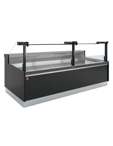 Comptoir ventilé, avec réserve, vitre verticale 90° avec relevage à piston - FULL BLACK