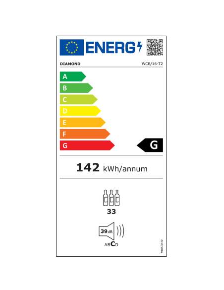 Vitrine cave à vins, ventilée, porte en acier inox,140 Lt - 2 T° - NOIRE