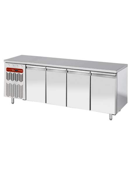 Table frigorifique, ventilée, 4 portes GN 1/1, groupe à gauche