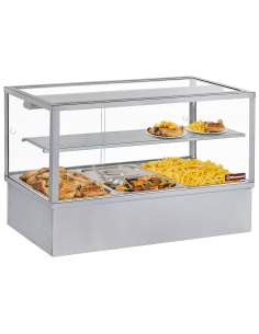 Vitrine chauffante, bain-marie 3 GN 1/1, panoramique