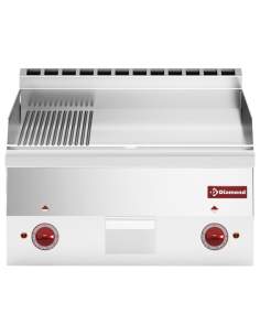 Plaque de cuisson électrique, 2/3 lisse et 1/3 nervurée "chrome" -Top-