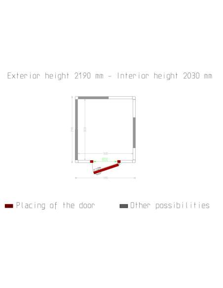 Chambre ISO 80, dim. int. 2030 x 1830 xh 2030 mm  (7,54 m³)