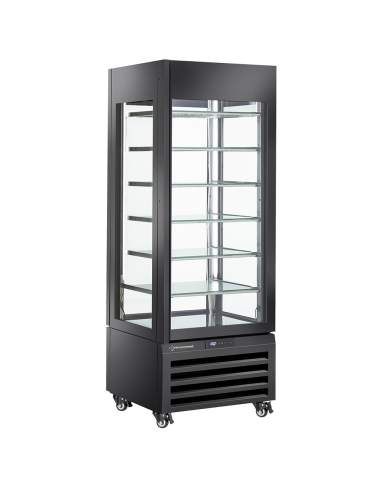 Vitrine "FULL vitrée" 440 Lt., 6 niveaux en verre, statique - ICE CREAM - NOIR