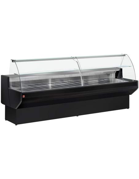 Comptoir vitrine réfrigéré à vitre bombée, avec réserve - NOIR