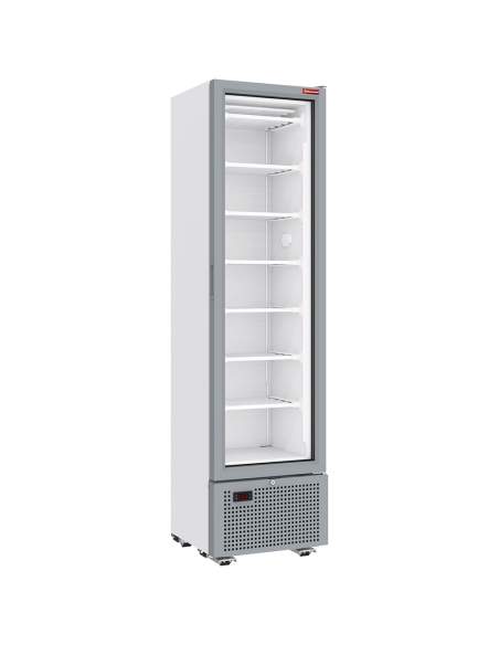 Vitrine ventilée négative vitrée 221 litres - 7 niveaux fixes - BLANCHE