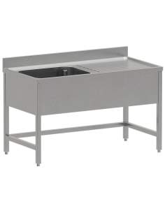 Plonge inox ECO 1 cuve, égouttoir droite, sans sous-tablette inférieure