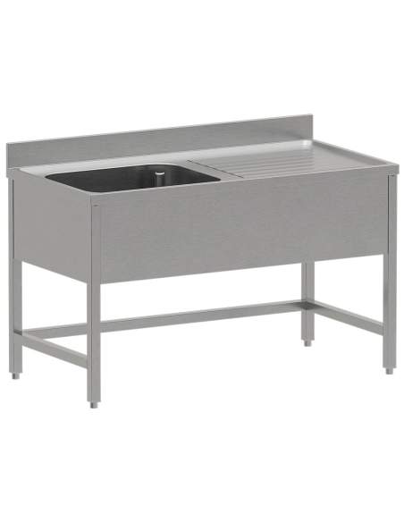 Plonge inox ECO 1 cuve, égouttoir droite, sans sous-tablette inférieure