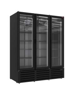 Vitrine ventilée positive 1455 litres, 3 portes battantes - NOIRE