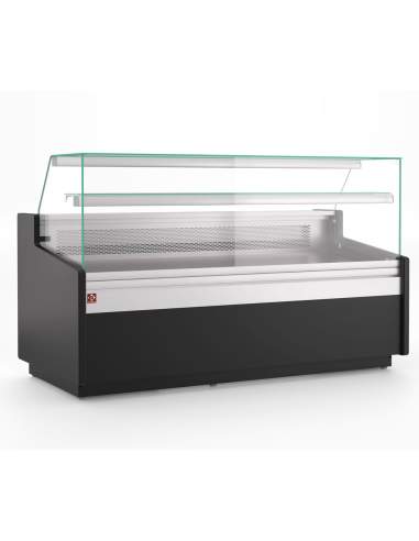 Comptoir vitrine ventilé, avec réserve - NOIR