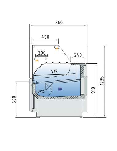 Comptoir vitrine ventilé, avec réserve - NOIR