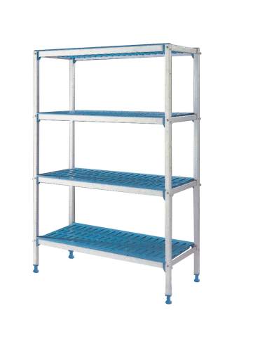 Rayonnage linéaire en aluminium anodisé 4 niveaux "Modular Rack"