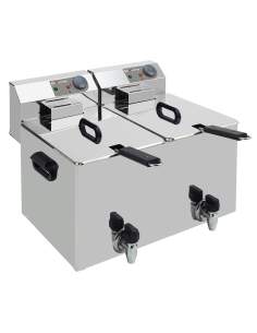 Friteuse de table électrique 2x 8 litres + robinet de vidange