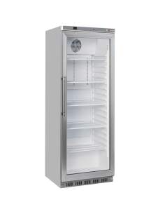 Armoire frigorifique, porte vitrée, ventilée, 400 Lit. acier inox