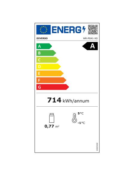 Armoire frigorifique, porte vitrée, ventilée, 400 Lit. acier inox